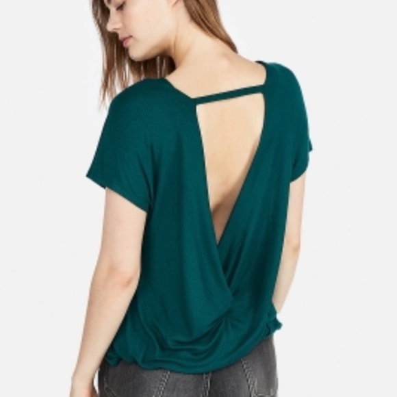 Express Tops - Express || green twist open back tee